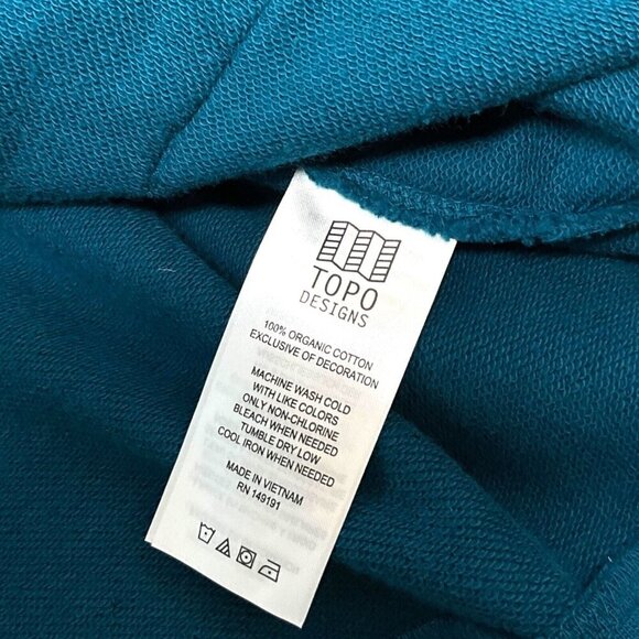 NWT Topo Designs Dirt Hoodie Pond Blue Size XL *LOGO* Pullover Organic Cotton - Picture 9 of 10